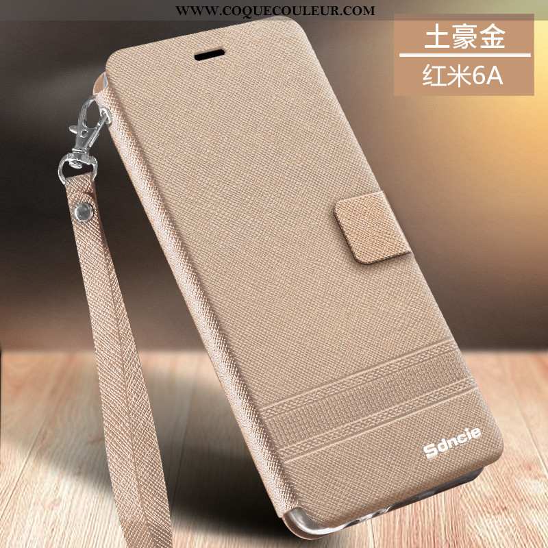 Housse Xiaomi Redmi 6a Fluide Doux Cuir Étui, Étui Xiaomi Redmi 6a Protection Rouge Rose