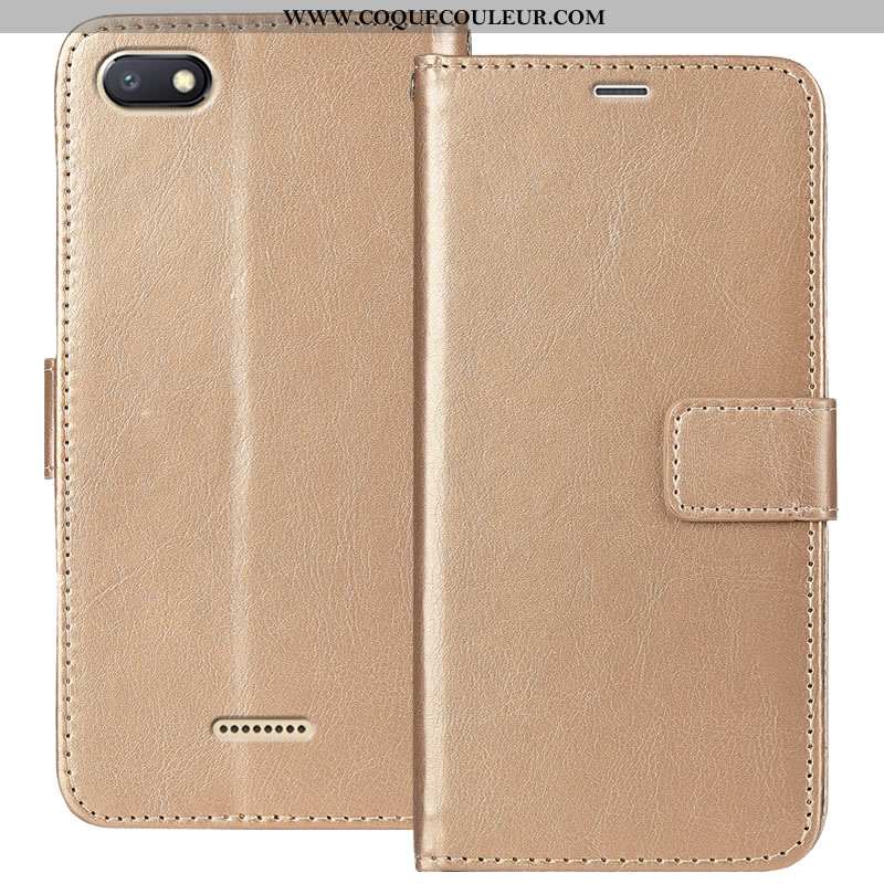 Housse Xiaomi Redmi 6a Protection Cuir Petit, Étui Xiaomi Redmi 6a Portefeuille 3d Doré