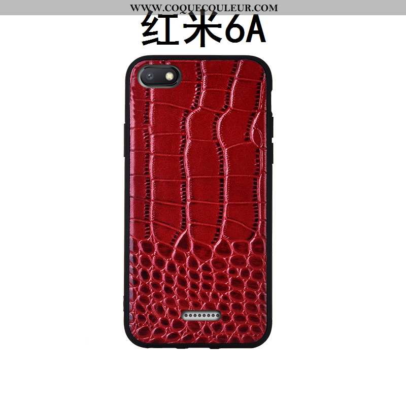 Coque Xiaomi Redmi 6a Cuir Tout Compris Rouge, Housse Xiaomi Redmi 6a Modèle Fleurie Protection Véri