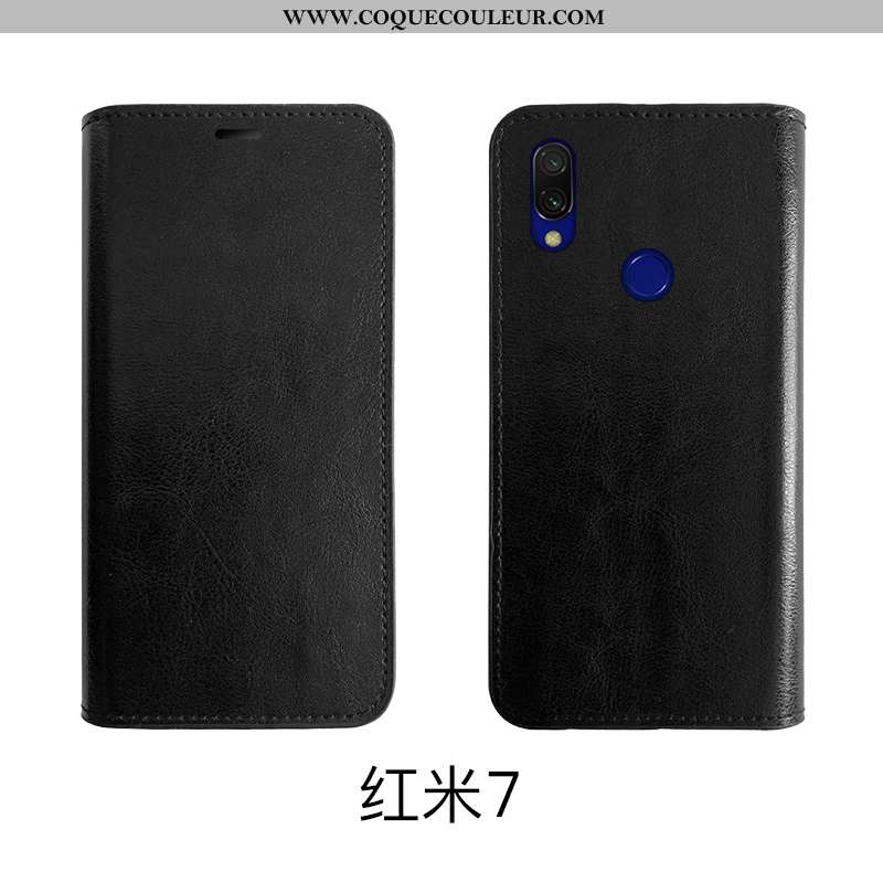 Housse Xiaomi Redmi 7 Protection Rouge Tout Compris, Étui Xiaomi Redmi 7 Cuir Véritable Marron