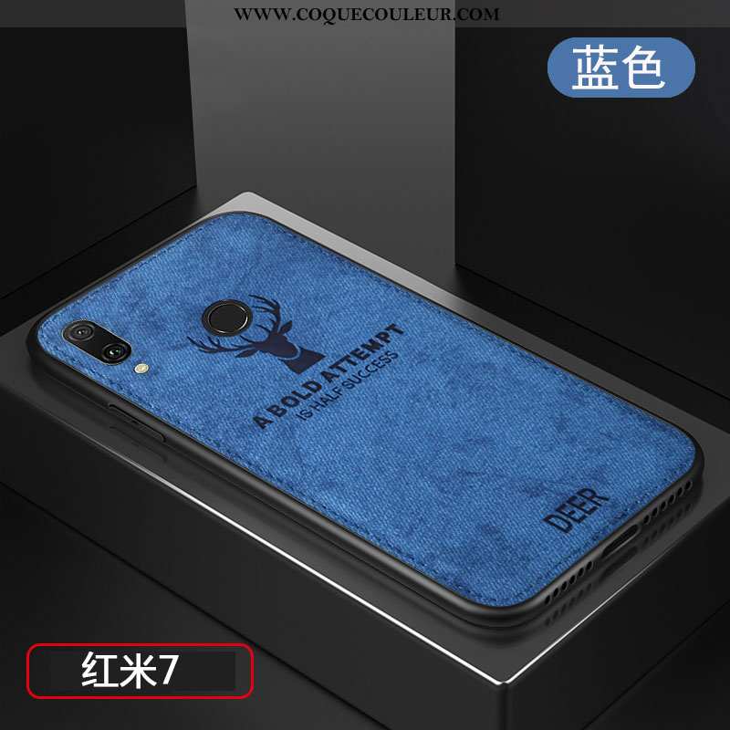 Coque Xiaomi Redmi 7 Fluide Doux Protection Tempérer, Housse Xiaomi Redmi 7 Silicone Créatif Bleu