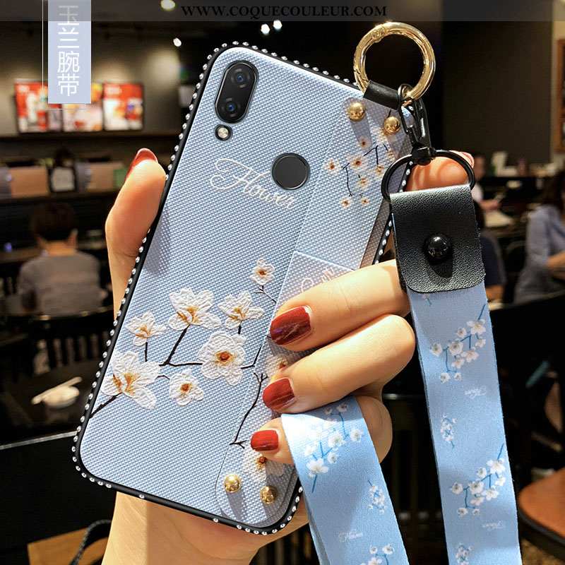 Étui Xiaomi Redmi 7 Fluide Doux Ornements Suspendus Bleu, Coque Xiaomi Redmi 7 Silicone Incassable B