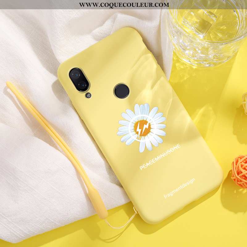 Étui Xiaomi Redmi 7 Légère Vert Protection, Coque Xiaomi Redmi 7 Fluide Doux Petite Marguerite Verte