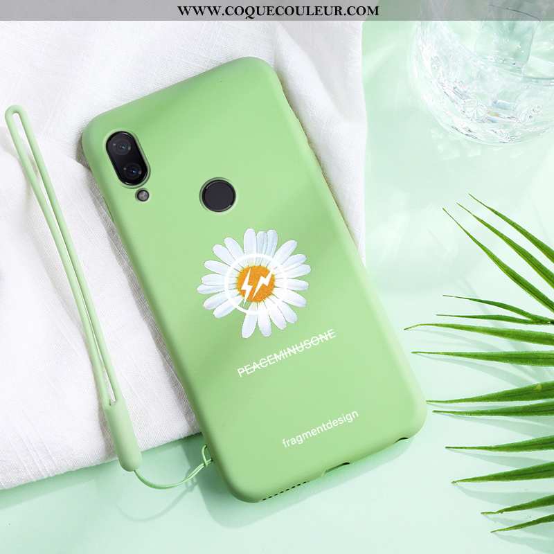 Étui Xiaomi Redmi 7 Légère Vert Protection, Coque Xiaomi Redmi 7 Fluide Doux Petite Marguerite Verte