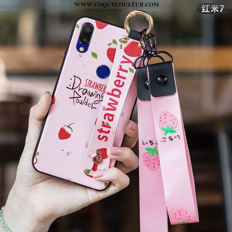 Étui Xiaomi Redmi 7 Tendance Téléphone Portable Simple, Coque Xiaomi Redmi 7 Fluide Doux Rose