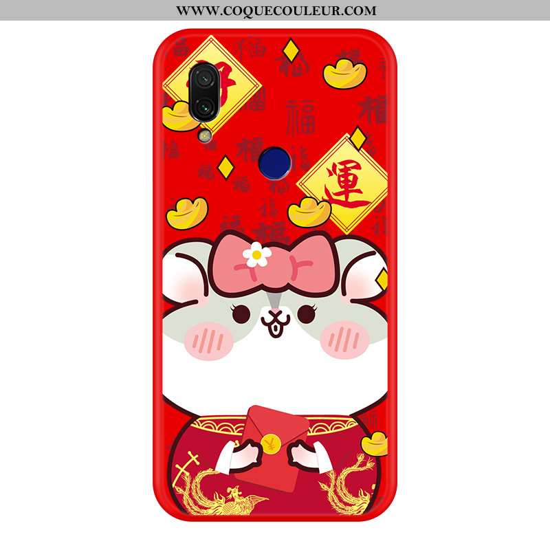 Housse Xiaomi Redmi 7 Silicone Rat Coque, Étui Xiaomi Redmi 7 Protection Dessin Animé Rouge