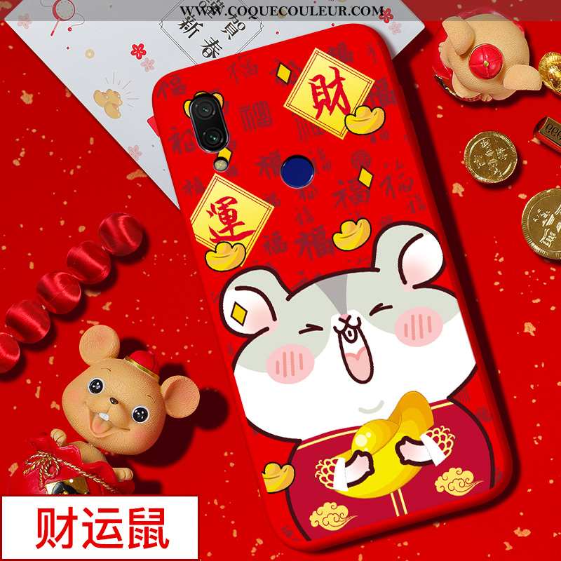 Housse Xiaomi Redmi 7 Silicone Rat Coque, Étui Xiaomi Redmi 7 Protection Dessin Animé Rouge