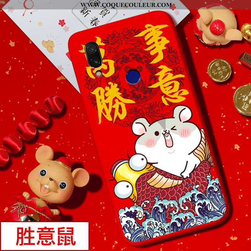 Housse Xiaomi Redmi 7 Silicone Rat Coque, Étui Xiaomi Redmi 7 Protection Dessin Animé Rouge