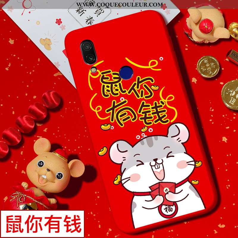 Housse Xiaomi Redmi 7 Silicone Rat Coque, Étui Xiaomi Redmi 7 Protection Dessin Animé Rouge