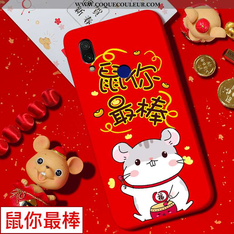 Housse Xiaomi Redmi 7 Silicone Rat Coque, Étui Xiaomi Redmi 7 Protection Dessin Animé Rouge