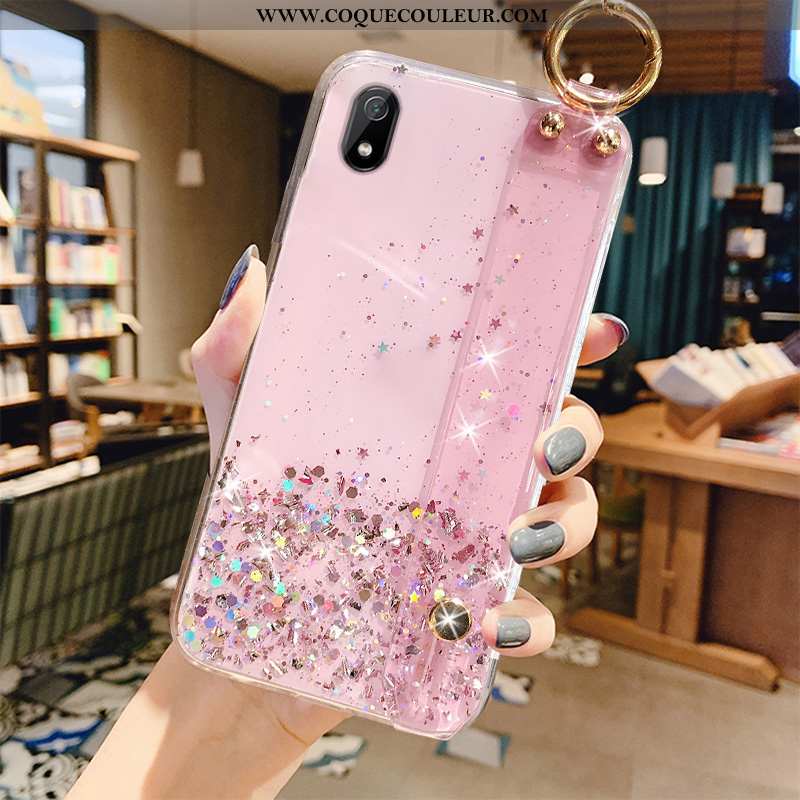 Housse Xiaomi Redmi 7a Luxe Incassable Blanc, Étui Xiaomi Redmi 7a Transparent Rose Blanche