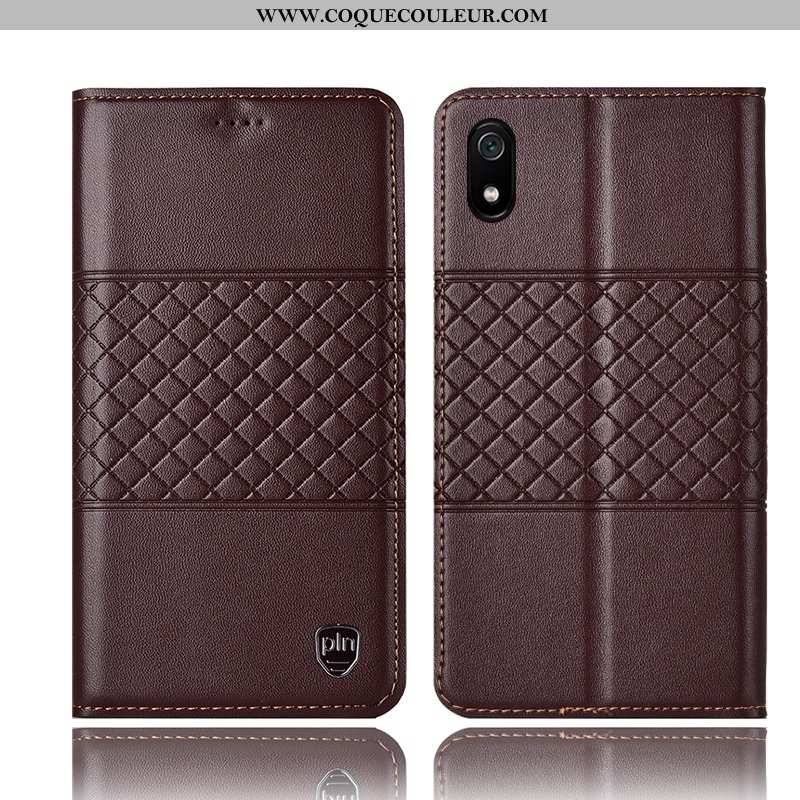 Étui Xiaomi Redmi 7a Cuir Véritable Housse Incassable, Coque Xiaomi Redmi 7a Protection Jaune