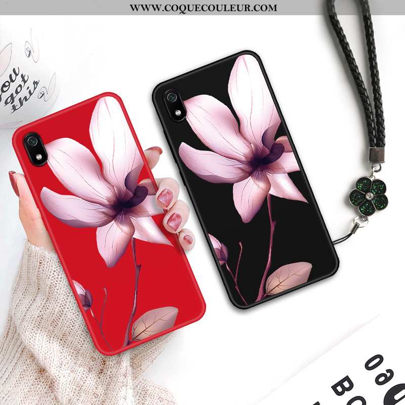 Coque Xiaomi Redmi 7a Personnalité Tendance Fleur, Housse Xiaomi Redmi 7a Créatif Tout Compris Rouge