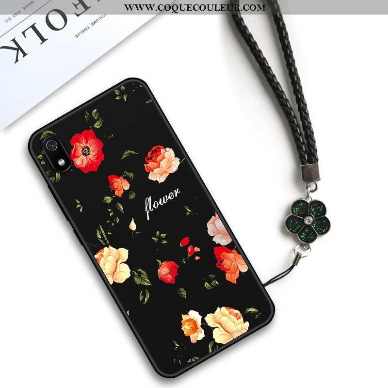 Coque Xiaomi Redmi 7a Personnalité Tendance Fleur, Housse Xiaomi Redmi 7a Créatif Tout Compris Rouge