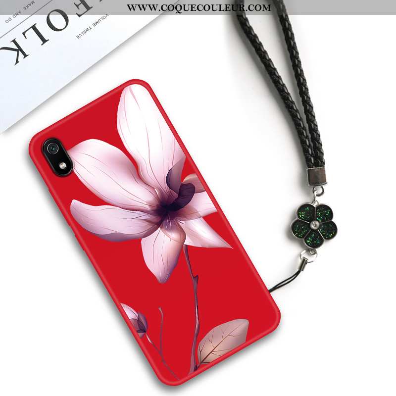 Coque Xiaomi Redmi 7a Personnalité Tendance Fleur, Housse Xiaomi Redmi 7a Créatif Tout Compris Rouge