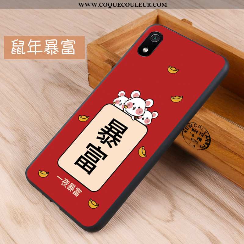 Coque Xiaomi Redmi 7a Délavé En Daim Silicone Étui, Housse Xiaomi Redmi 7a Créatif Net Rouge Bleu Fo