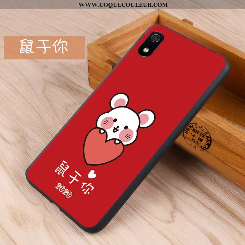 Coque Xiaomi Redmi 7a Délavé En Daim Silicone Étui, Housse Xiaomi Redmi 7a Créatif Net Rouge Bleu Fo