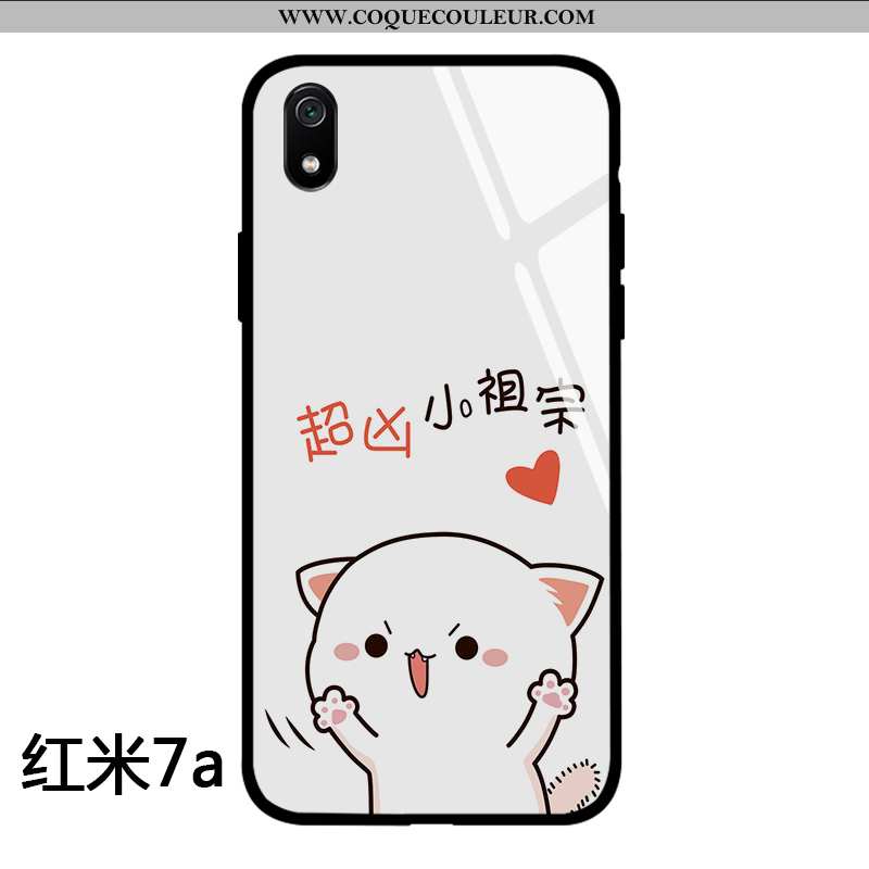 Housse Xiaomi Redmi 7a Dessin Animé Créatif Rouge, Étui Xiaomi Redmi 7a Charmant Tendance Blanche