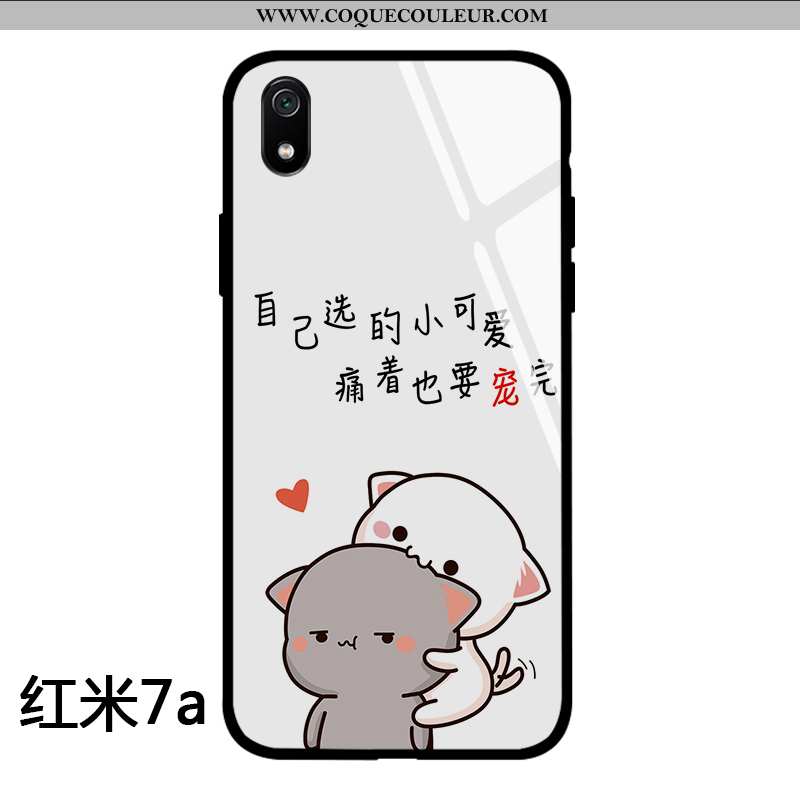 Housse Xiaomi Redmi 7a Dessin Animé Créatif Rouge, Étui Xiaomi Redmi 7a Charmant Tendance Blanche