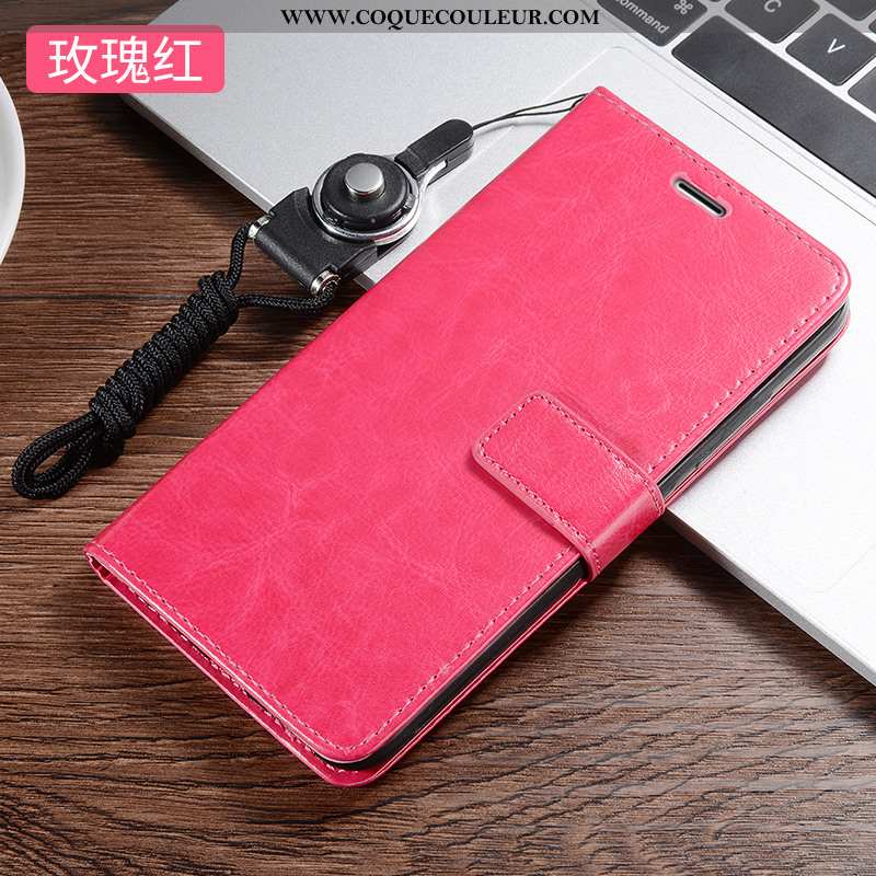 Housse Xiaomi Redmi 7a Protection Tout Compris Petit, Étui Xiaomi Redmi 7a Cuir Rouge Rose