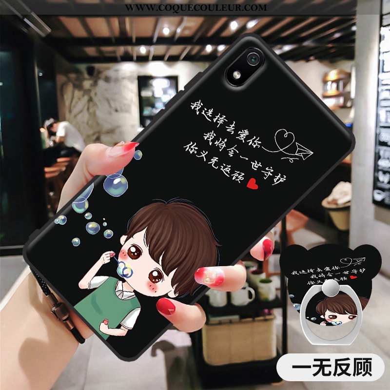 Étui Xiaomi Redmi 7a Dessin Animé Délavé En Daim Fluide Doux, Coque Xiaomi Redmi 7a Légère Rouge Ros