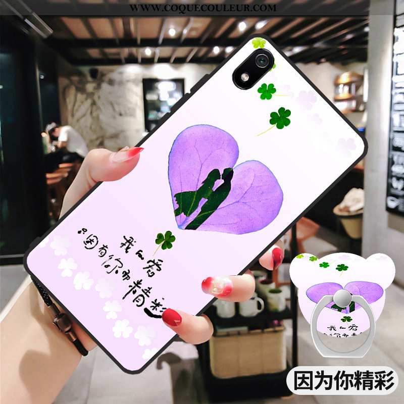 Étui Xiaomi Redmi 7a Dessin Animé Délavé En Daim Fluide Doux, Coque Xiaomi Redmi 7a Légère Rouge Ros