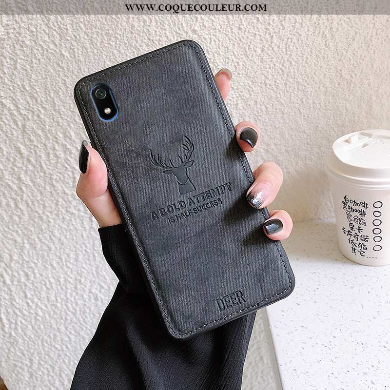 Coque Xiaomi Redmi 7a Délavé En Daim Tendance Étui, Housse Xiaomi Redmi 7a Créatif Nouveau Noir