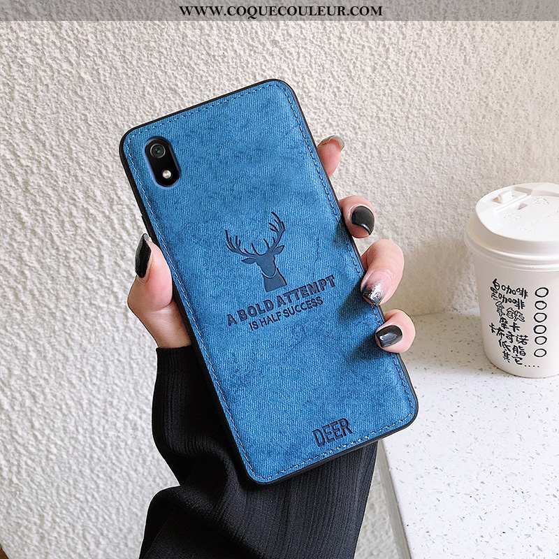 Coque Xiaomi Redmi 7a Délavé En Daim Tendance Étui, Housse Xiaomi Redmi 7a Créatif Nouveau Noir