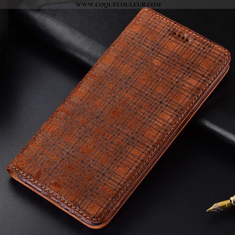 Étui Xiaomi Redmi 7a Cuir Véritable Tout Compris Étui, Coque Xiaomi Redmi 7a Protection Petit Marron