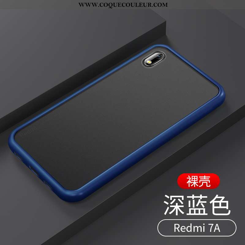 Étui Xiaomi Redmi 7a Transparent Tout Compris Bleu Marin, Coque Xiaomi Redmi 7a Délavé En Daim Luxe 