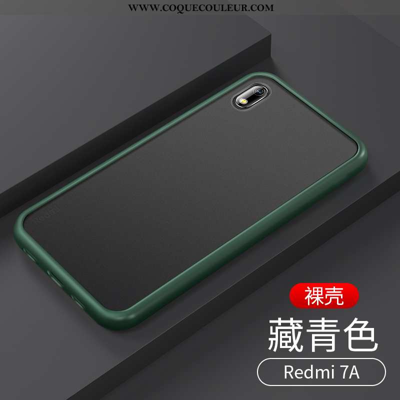 Étui Xiaomi Redmi 7a Transparent Tout Compris Bleu Marin, Coque Xiaomi Redmi 7a Délavé En Daim Luxe 