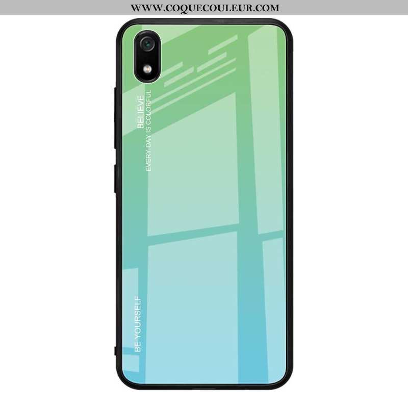 Coque Xiaomi Redmi 7a Protection Vert Simple, Housse Xiaomi Redmi 7a Verre Étui Verte