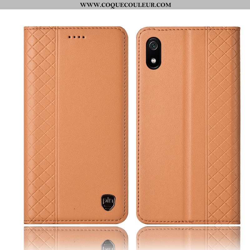 Housse Xiaomi Redmi 7a Protection Téléphone Portable Rouge, Étui Xiaomi Redmi 7a Cuir Véritable Coqu