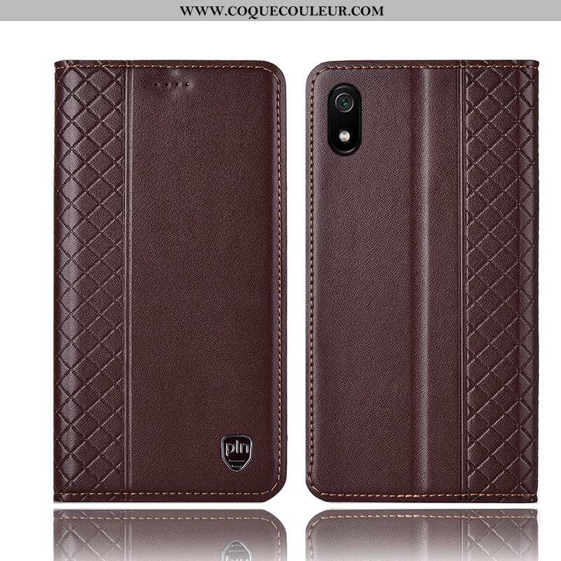 Housse Xiaomi Redmi 7a Protection Téléphone Portable Rouge, Étui Xiaomi Redmi 7a Cuir Véritable Coqu