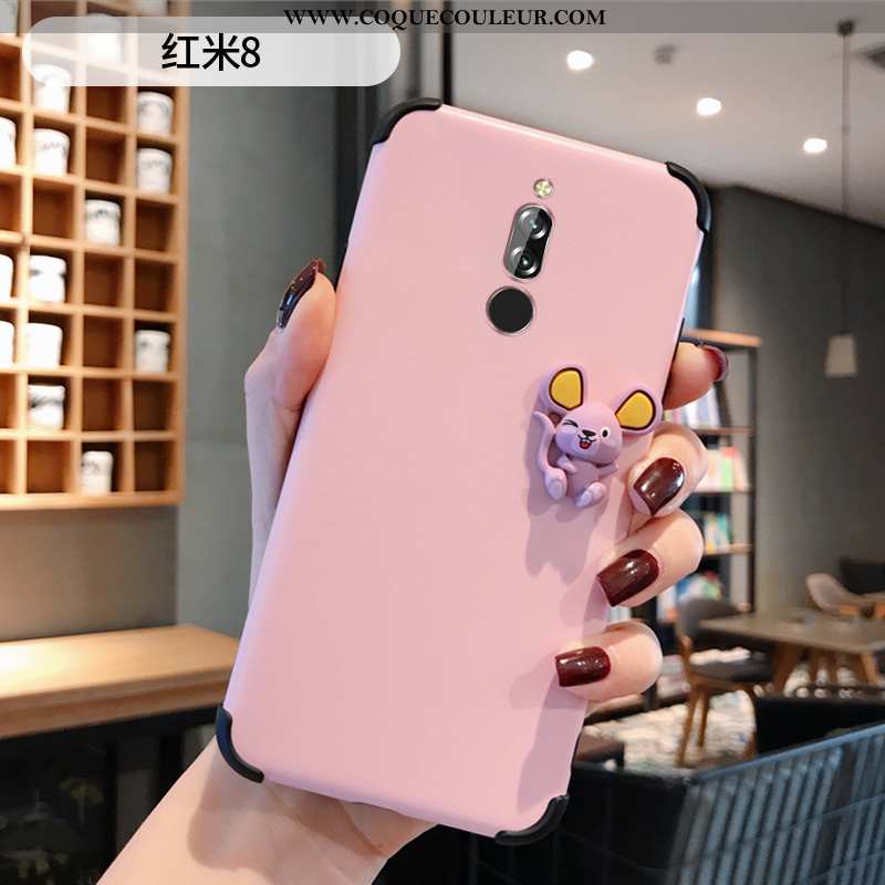 Housse Xiaomi Redmi 8 Protection Simple Silicone, Étui Xiaomi Redmi 8 Délavé En Daim Coque Rose