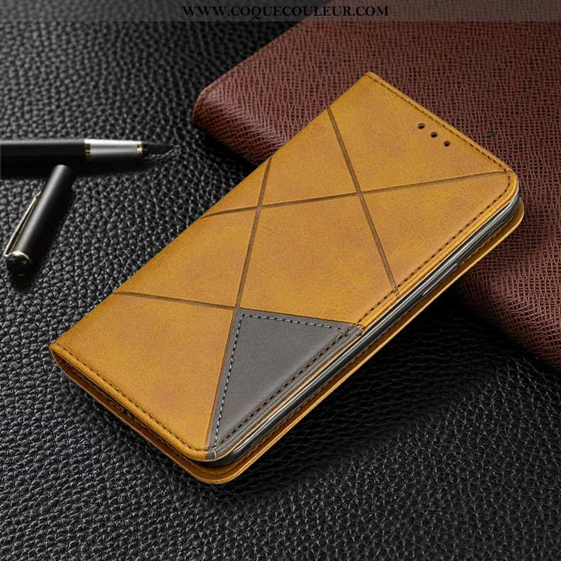 Étui Xiaomi Redmi 8 Cuir Coque Étui, Xiaomi Redmi 8 Protection Petit Jaune