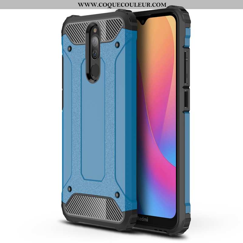 Coque Xiaomi Redmi 8 Délavé En Daim Simple, Housse Xiaomi Redmi 8 Silicone Étui Bleu