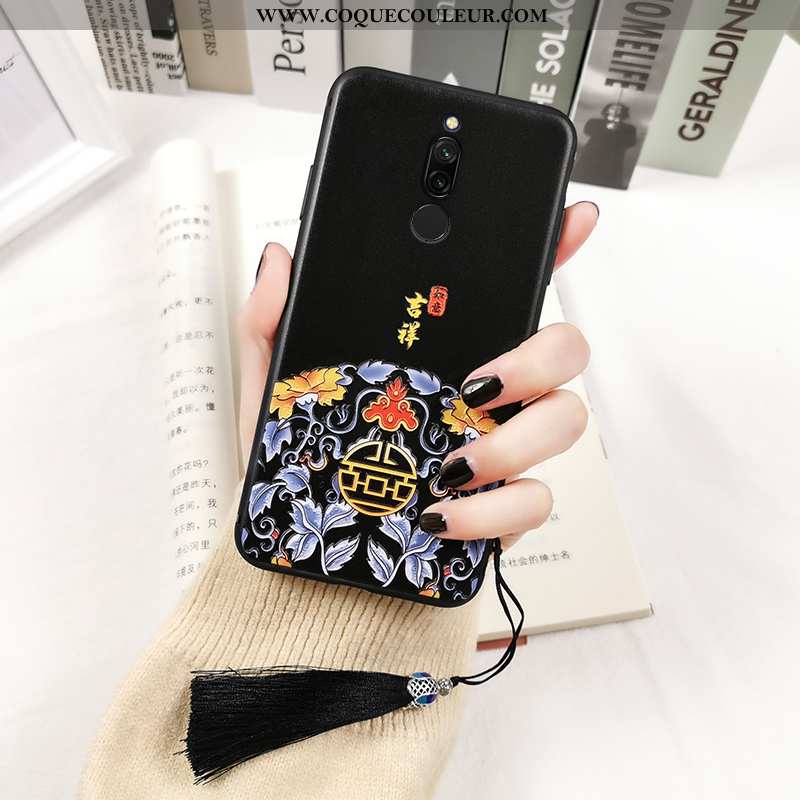 Coque Xiaomi Redmi 8 Créatif Fluide Doux Coque, Housse Xiaomi Redmi 8 Gaufrage Amoureux Noir