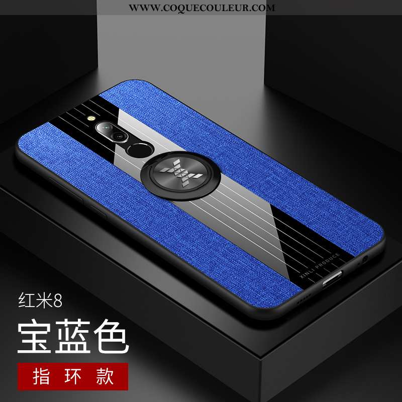 Étui Xiaomi Redmi 8 Protection Support Coque, Coque Xiaomi Redmi 8 Délavé En Daim Rouge Bleu