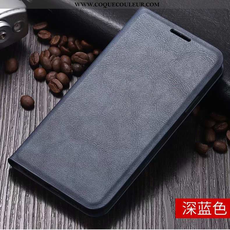 Housse Xiaomi Redmi 8 Protection Tout Compris Clamshell, Étui Xiaomi Redmi 8 Cuir Bleu Marin Bleu Fo