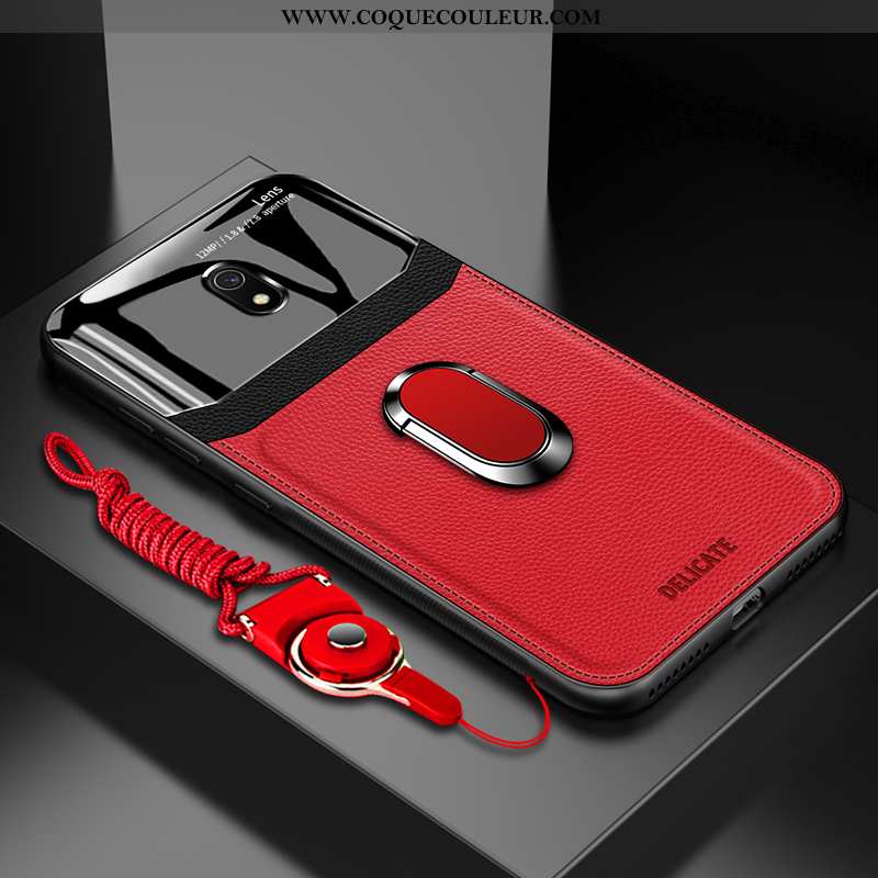 Étui Xiaomi Redmi 8a Créatif Verre Net Rouge, Coque Xiaomi Redmi 8a Tendance Magnétisme Marron