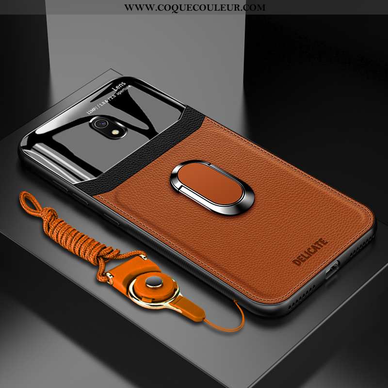 Étui Xiaomi Redmi 8a Créatif Verre Net Rouge, Coque Xiaomi Redmi 8a Tendance Magnétisme Marron