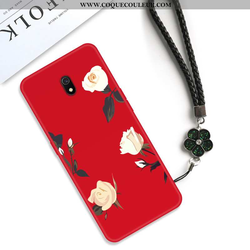 Étui Xiaomi Redmi 8a Créatif Fleur Net Rouge, Coque Xiaomi Redmi 8a Vintage Protection Rouge