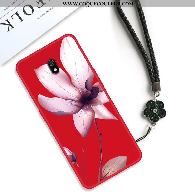 Étui Xiaomi Redmi 8a Créatif Fleur Net Rouge, Coque Xiaomi Redmi 8a Vintage Protection Rouge