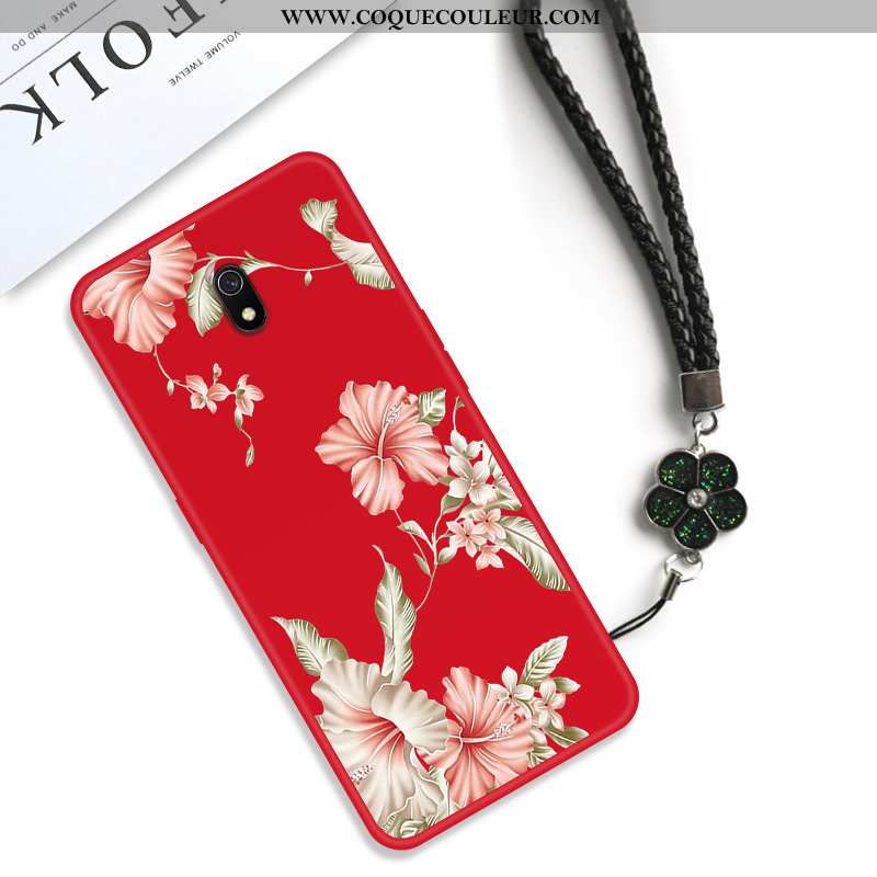 Étui Xiaomi Redmi 8a Créatif Fleur Net Rouge, Coque Xiaomi Redmi 8a Vintage Protection Rouge