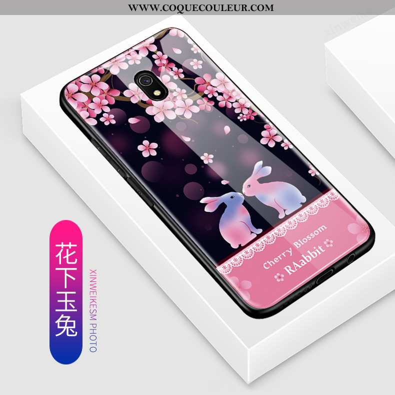 Housse Xiaomi Redmi 8a Verre Coque Incassable, Étui Xiaomi Redmi 8a Dessin Animé Petit Rose