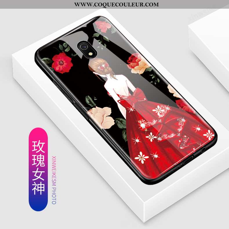 Housse Xiaomi Redmi 8a Verre Coque Incassable, Étui Xiaomi Redmi 8a Dessin Animé Petit Rose