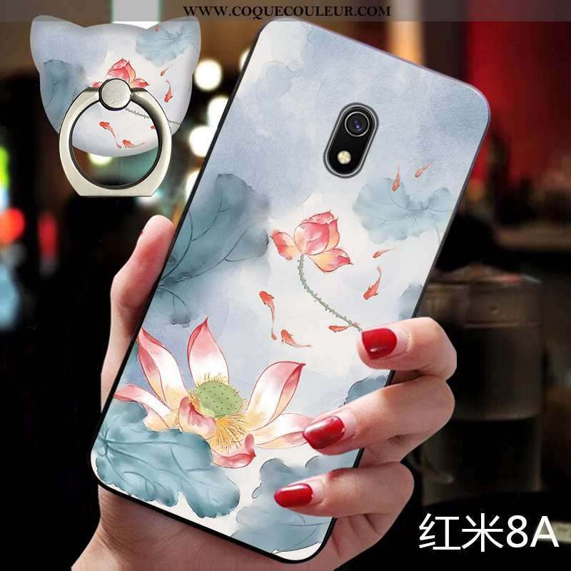 Housse Xiaomi Redmi 8a Gaufrage Fluide Doux Bleu, Étui Xiaomi Redmi 8a Cou Suspendu Coque Bleu