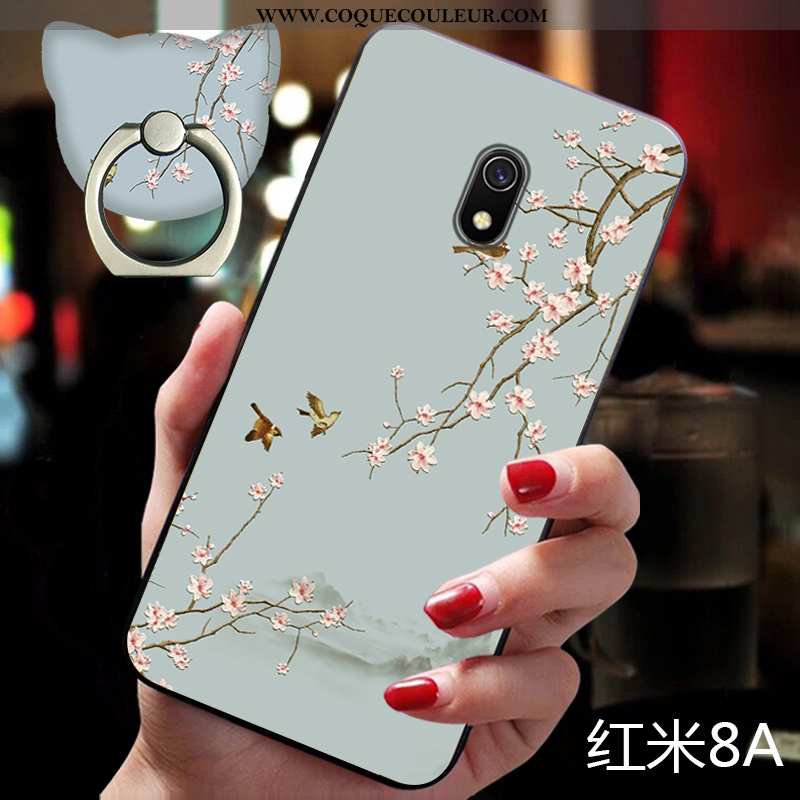 Housse Xiaomi Redmi 8a Gaufrage Fluide Doux Bleu, Étui Xiaomi Redmi 8a Cou Suspendu Coque Bleu