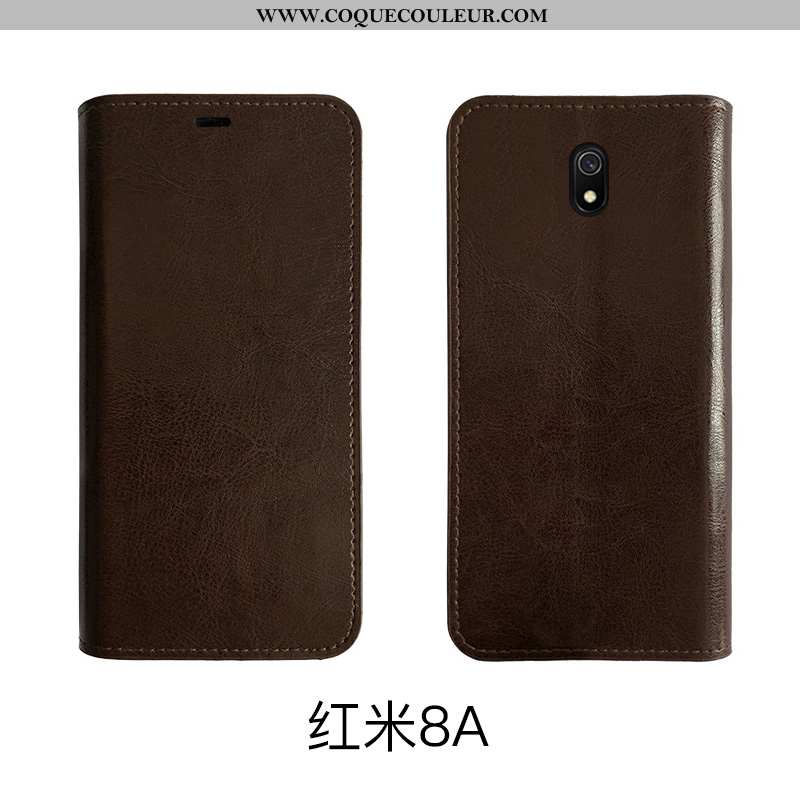 Coque Xiaomi Redmi 8a Cuir Étui Coque, Housse Xiaomi Redmi 8a Protection Marron